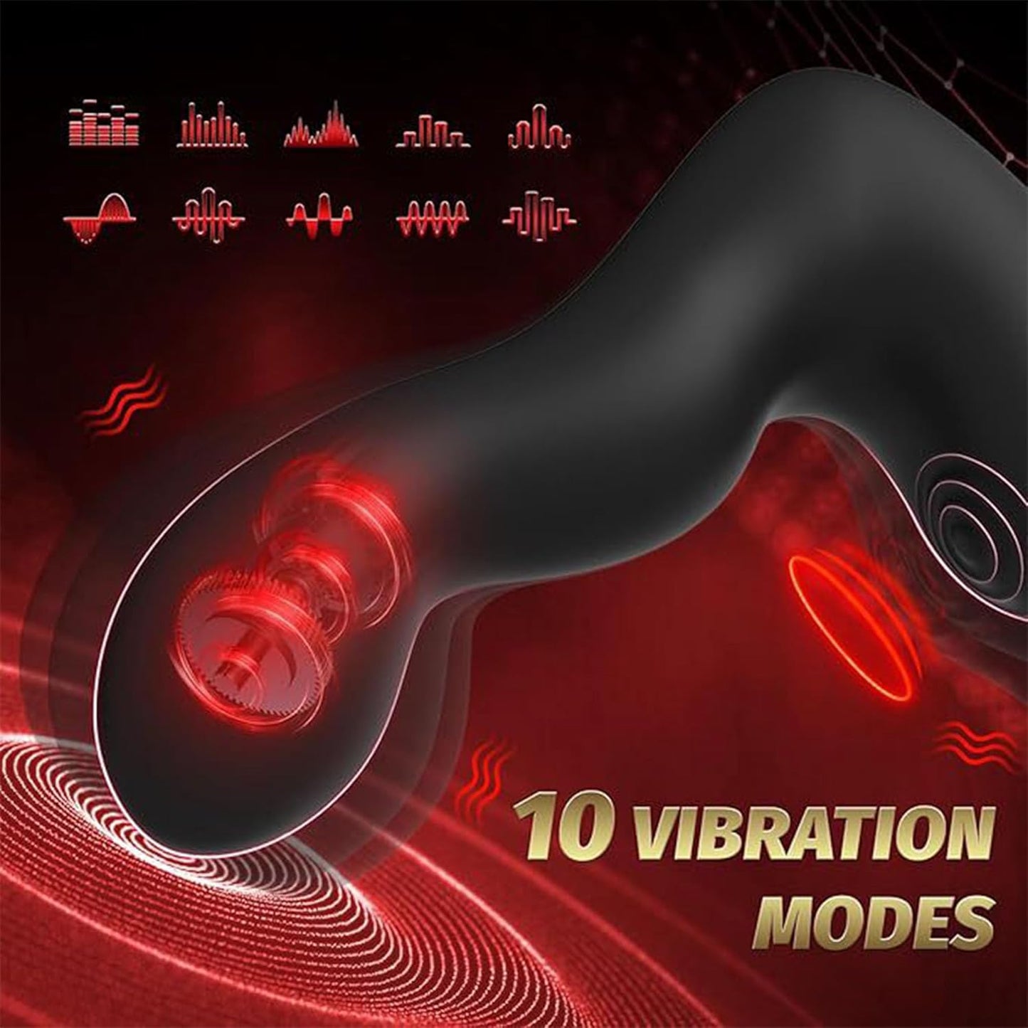 Aufblasbar Analvibratoren Prostata Stimulator Penisring mit 10 Vibrationen