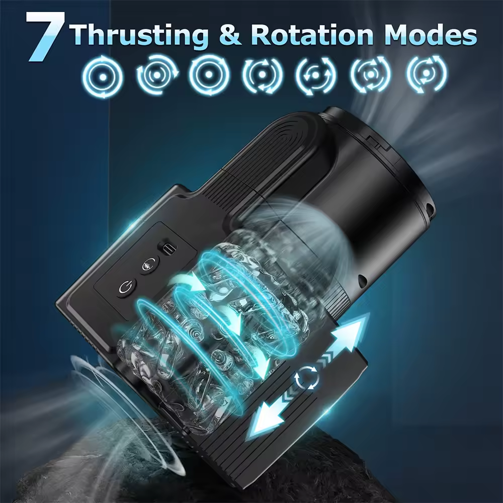 2 in 1 elektrische masturbator met 7 telescopische en roterende functies en 7 vibratiestanden 