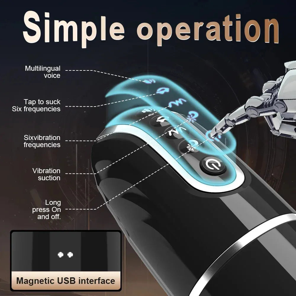 Automatischer Masturbator Stroker Blowjob Massage mit 6 Saug und Vibrationsmodi