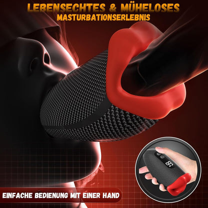 6 in 1 Masturbatoren Penistrainer Eichelvibrator mit 9x9 Klopfen-Lecken-Vibration