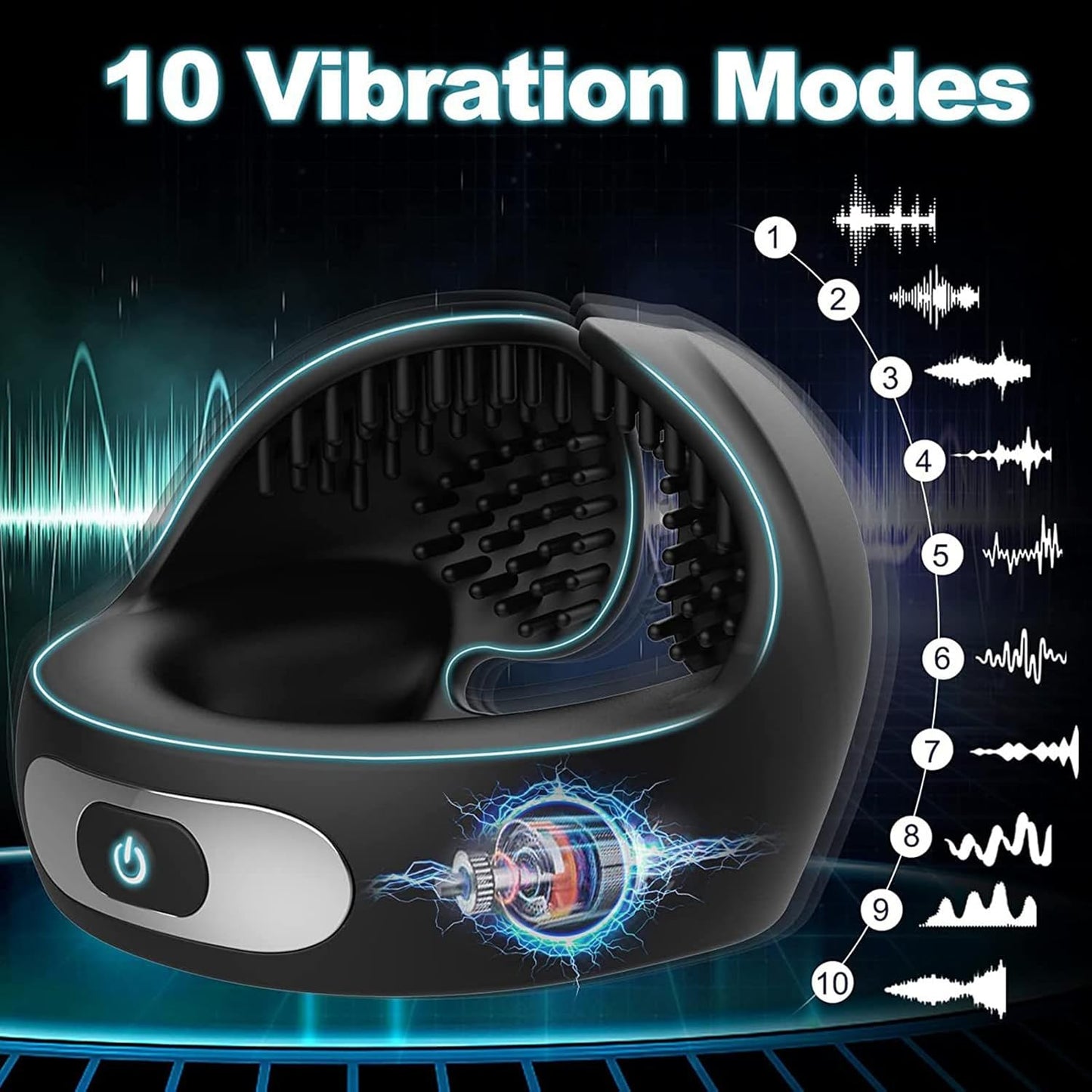 2 in 1 Extrem Vibrierender Penisring Massagegerät mit 10 Vibrationsmodi