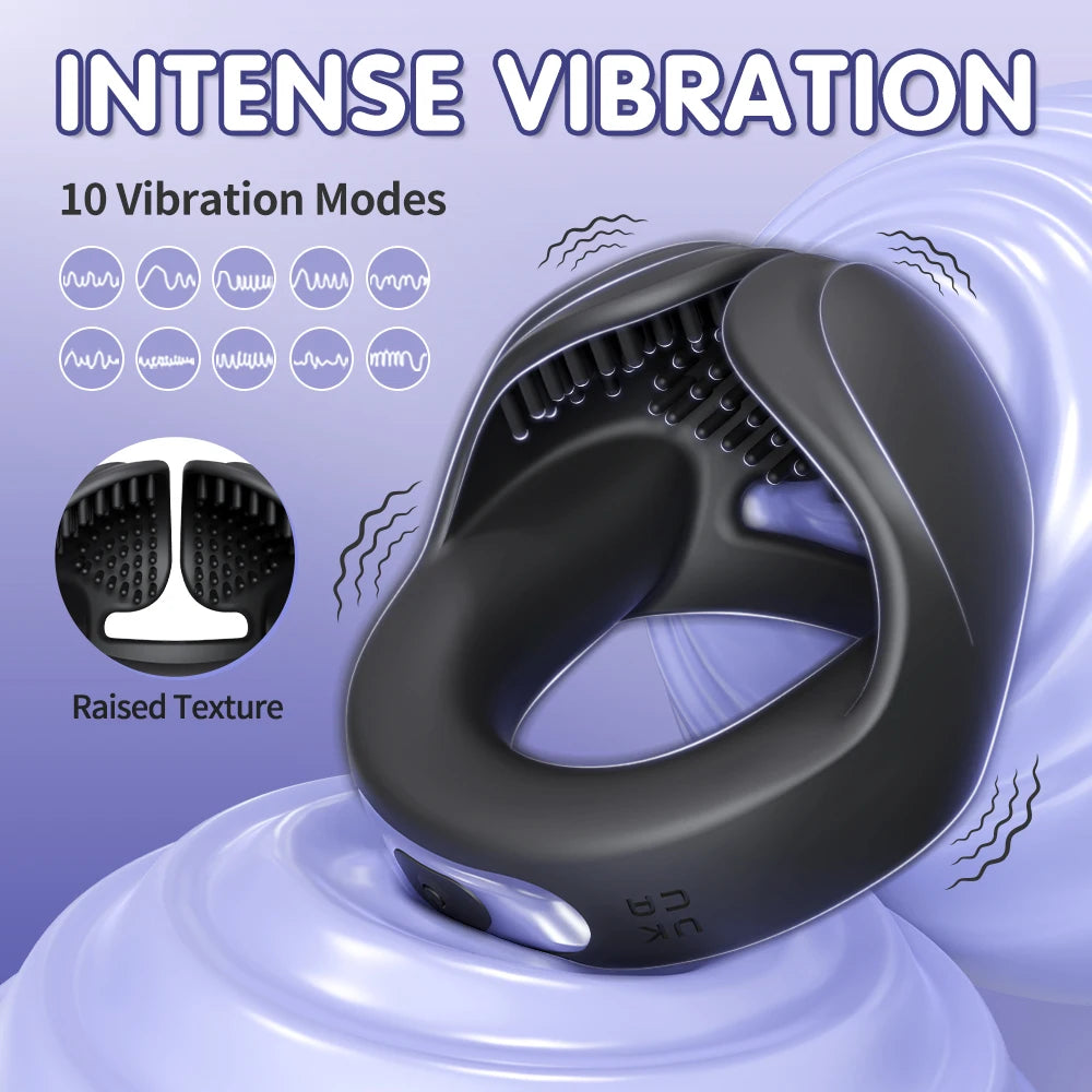 2 IN 1 Extrem Vibrierender Penisring Massagegerät mit 10 Vibrationsmodi