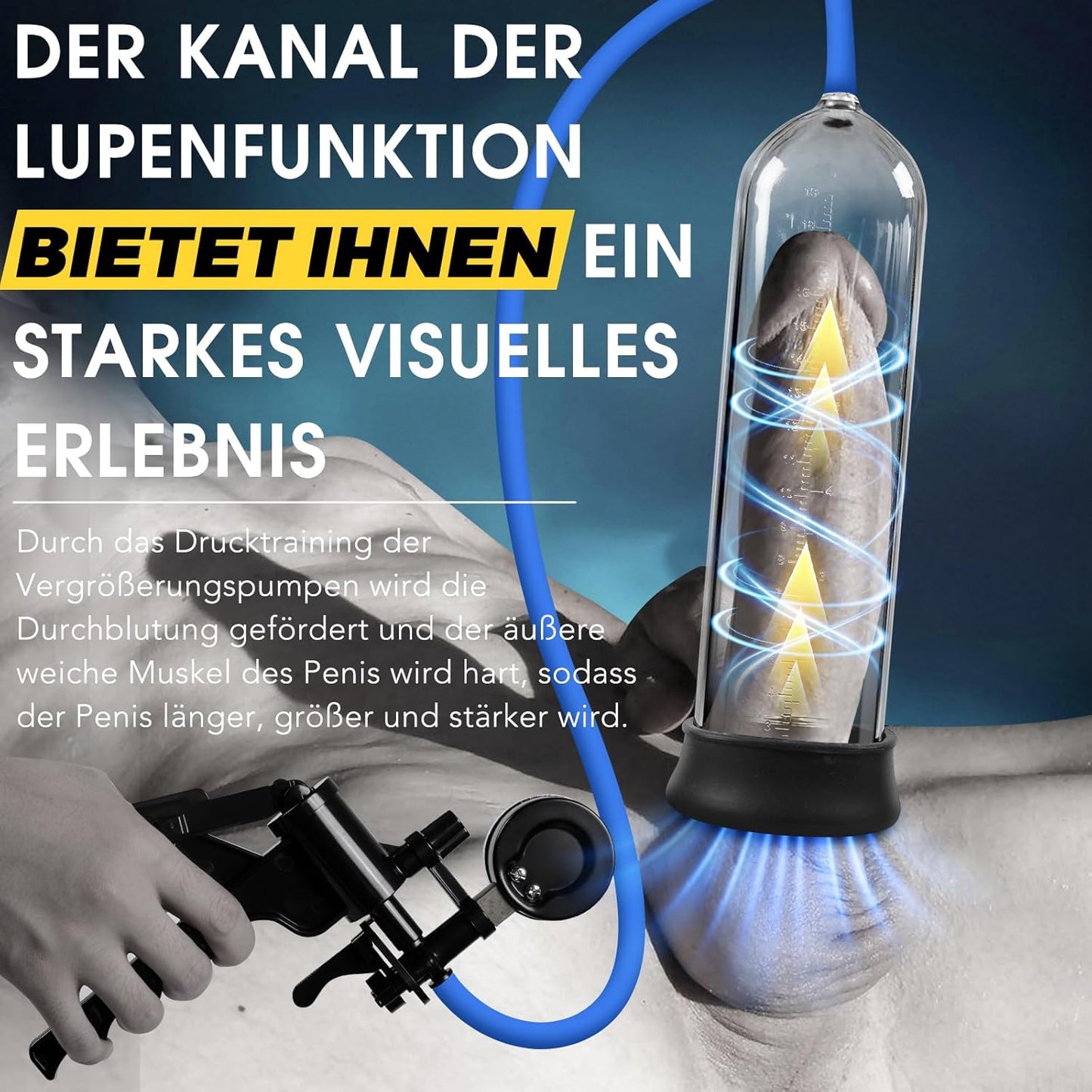 Manuelle Penis Vakuumpumpe Masturbatoren mit Vergrößerungsspiegel & Pistolengriff