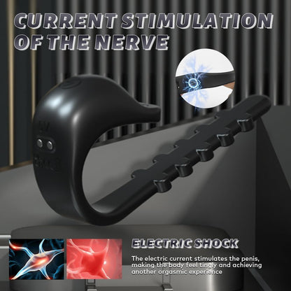 Einstellbarer E-stim Cock Ring Penistrainer mit 5 Elektroschockmodi