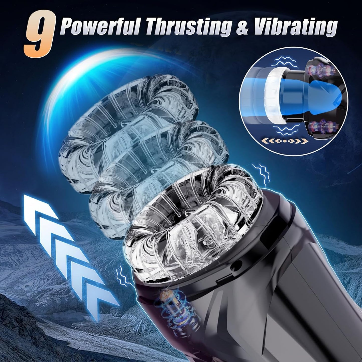 Automatische Masturbator Penispumpe Sexmaschine mit 9 Stoß-Saug-Vibrations-Heizmodi