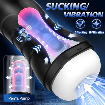 Electric Masturbator Penis Trainer Vibrator Enlargement with 10 Vibration Modes