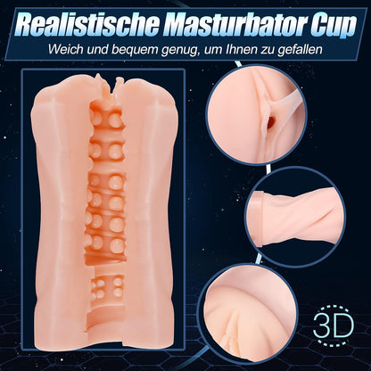 Realistische 3D elektrische masturbatorbeker met 5 zuigmodi en 10 vibratiemodi 