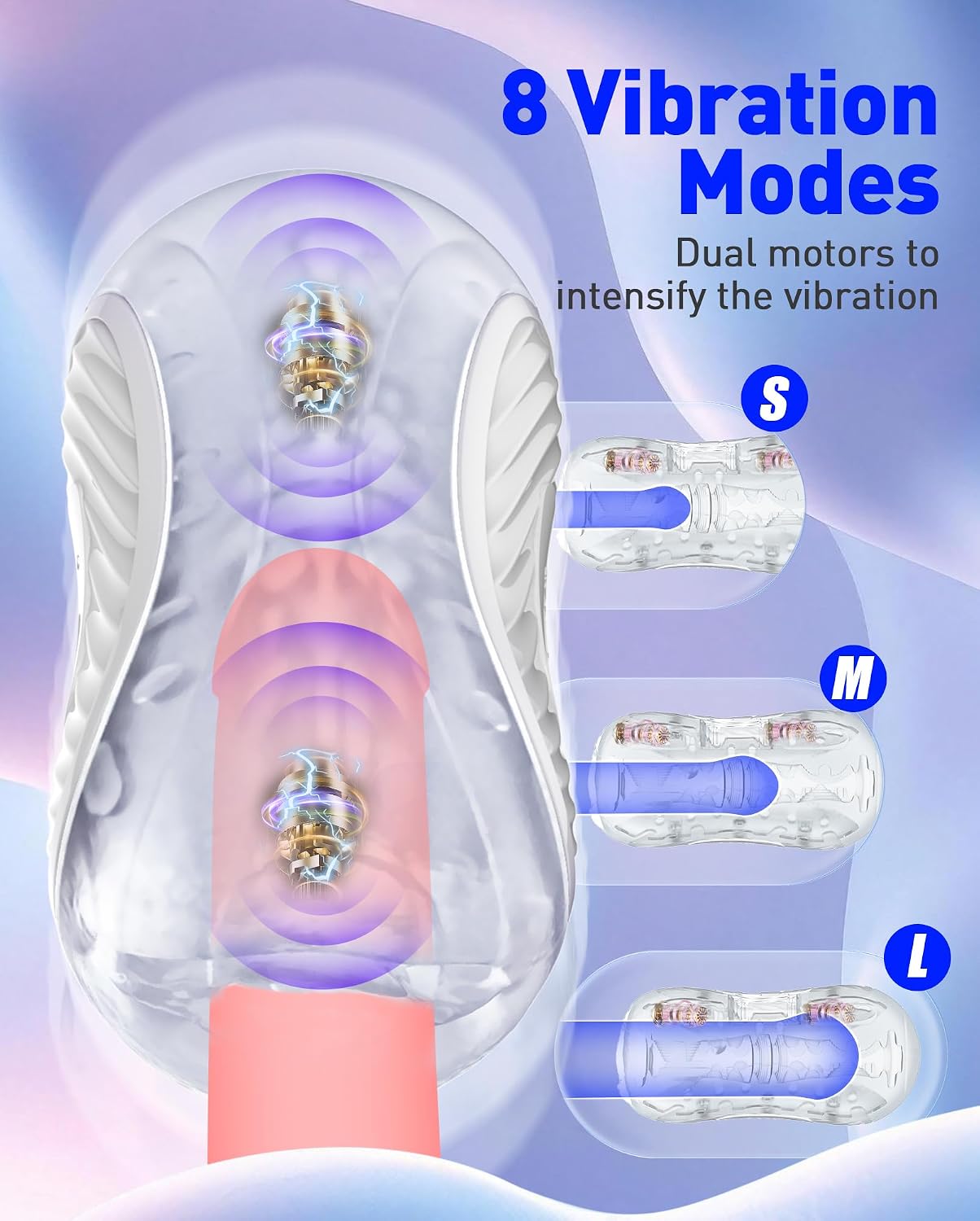 Quetschbarer Taschenpussy Stroker Blowjob Masturbator mit 8 Vibrationsmodi & Dualmotoren