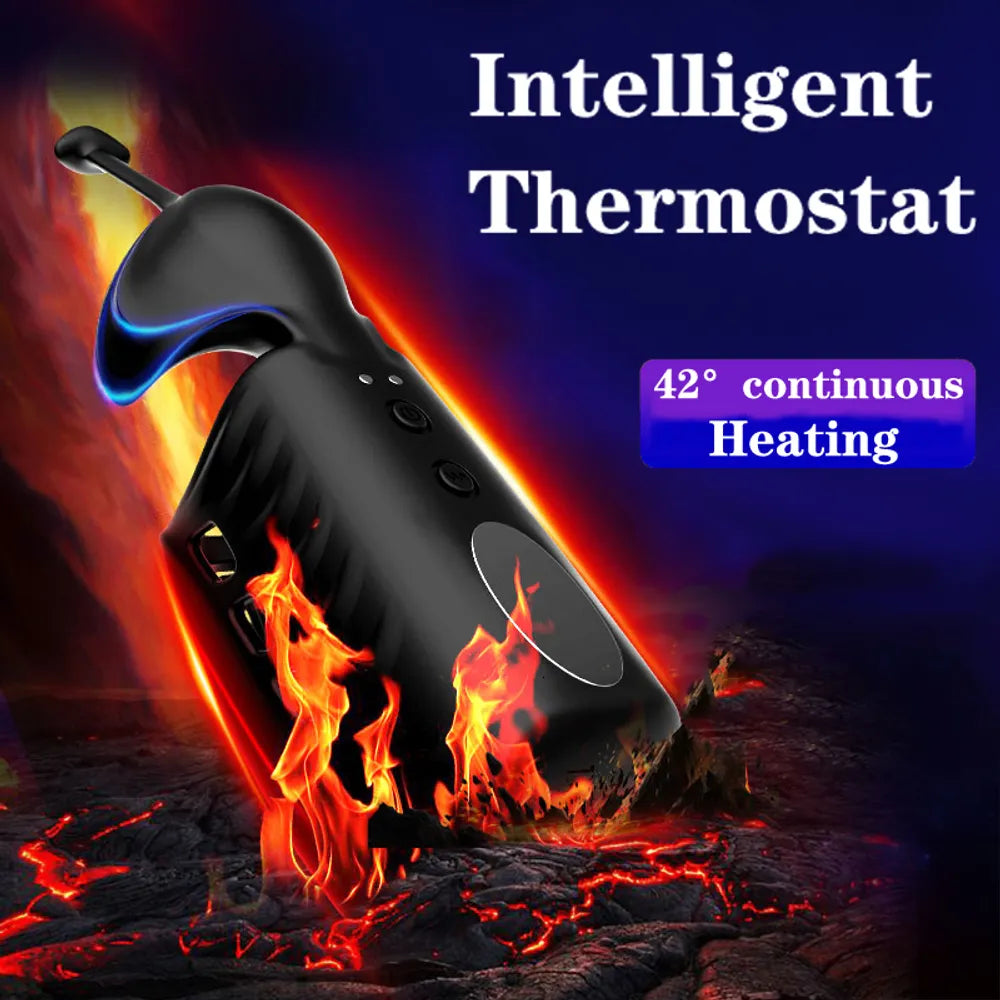 42 °C  Intelligentes Thermostat Handgelenk-Trainingsmasturbator Penis Trainer Vibrator mit 10 Vibrationsmodi