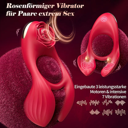 3 IN 1  Penisringe Vibrator Klitoris Stimulator mit 3 Leistungsstarker Motor & 7 Vibrationen