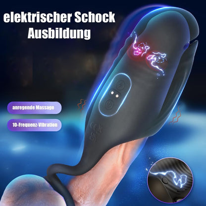 E-stim Penistrainer Eichel Massage Stimulator mit 5 Elektroschock & 10 Vibrationsmodi