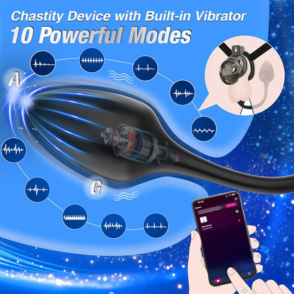 App-gesteuerter Keuschheitskäfig Schwarzem Riemen Penistrainer mit Ringe in 6 Größen