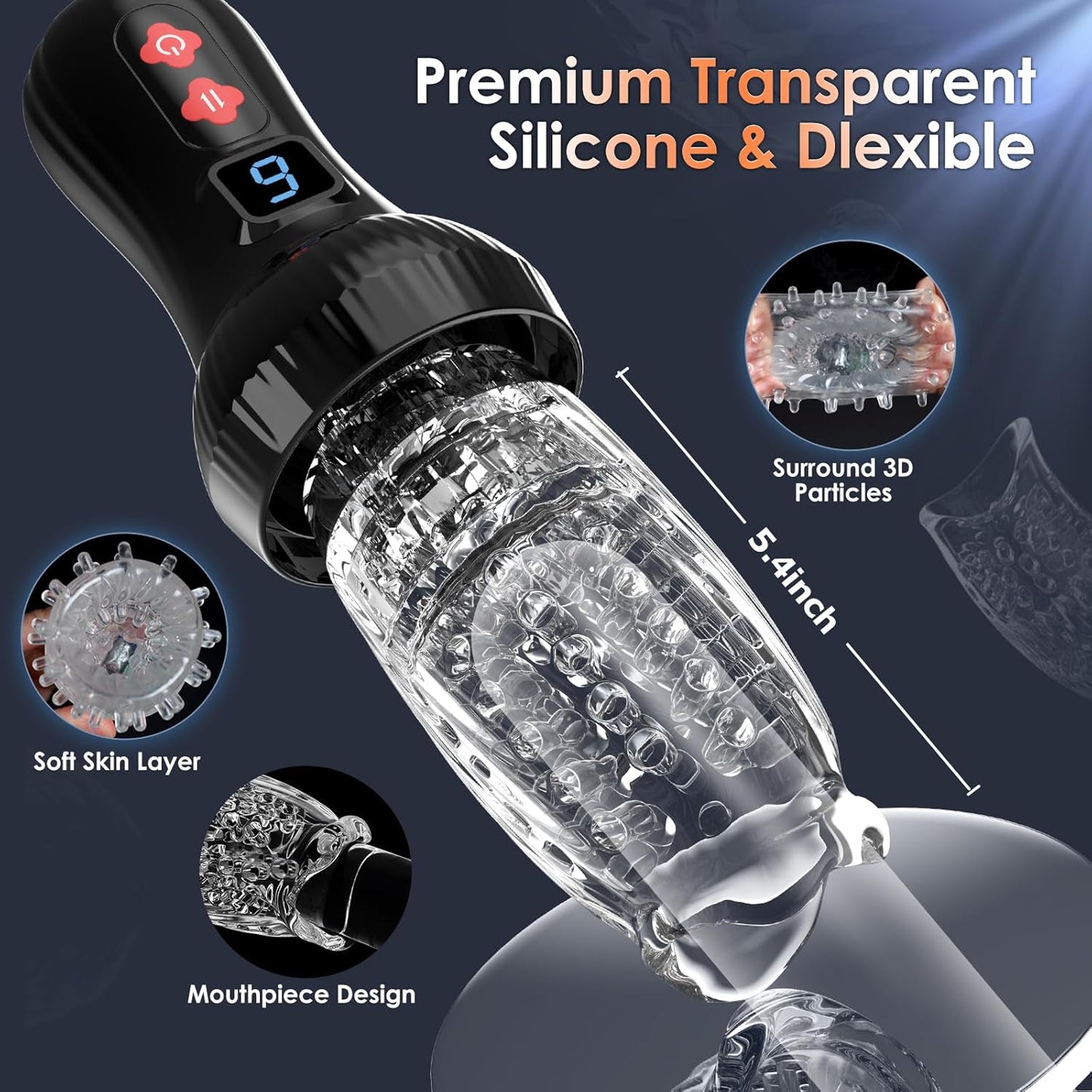 2 IN 1 LCD-Display Automatische Masturbatoren Stroker mit 9 Stoß und Rotationsmodi