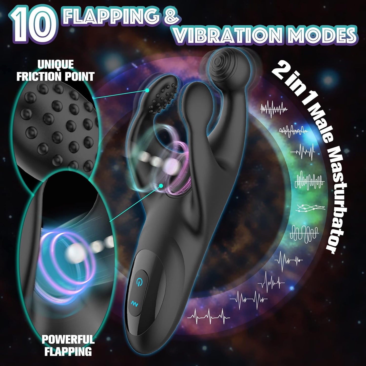 Penistrainer Eichel Stimulator Elektrische Masturbatoren mit 10 Slap-Vibrationsmodus