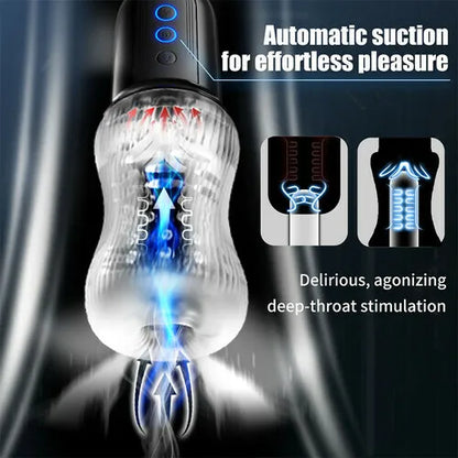 Automatische Penistrainer Mastubator Stroker Blowjob mit 10 Vibrationsmodi & 5 Saugen