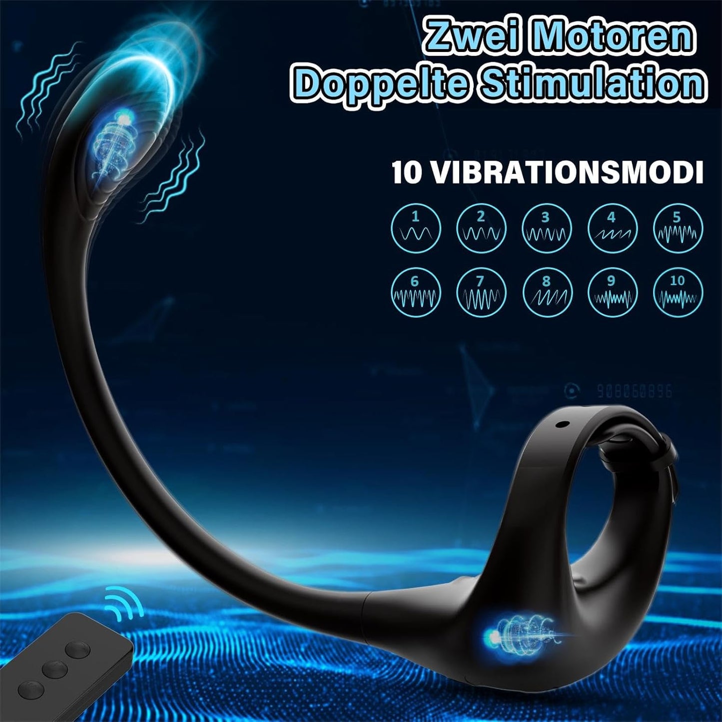 APP Fernsteuerung Anal Plug Penis Vibrator Cock Ring mit 10 Vibration