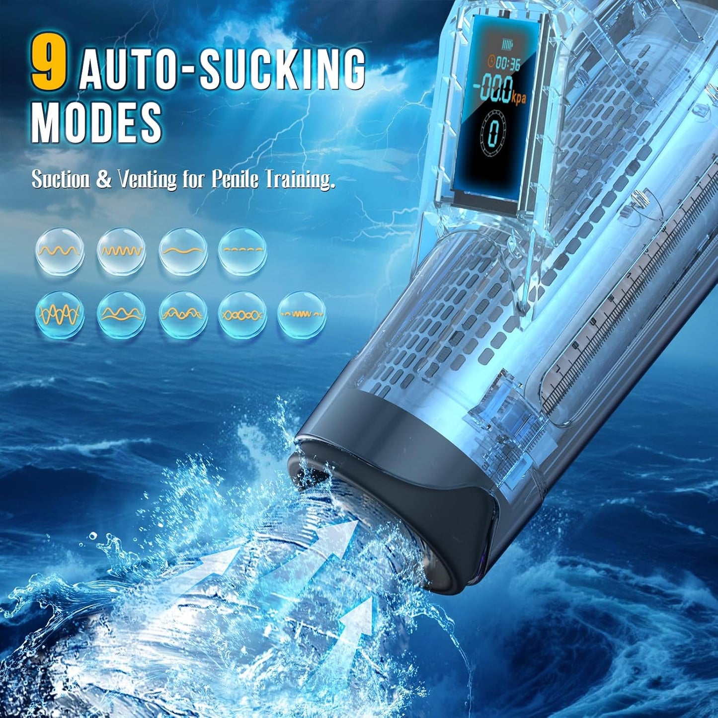 Automatische Penispumpe Masturbator Sex Machine mit 9 Saugschichten & 9 Trainingsmodi