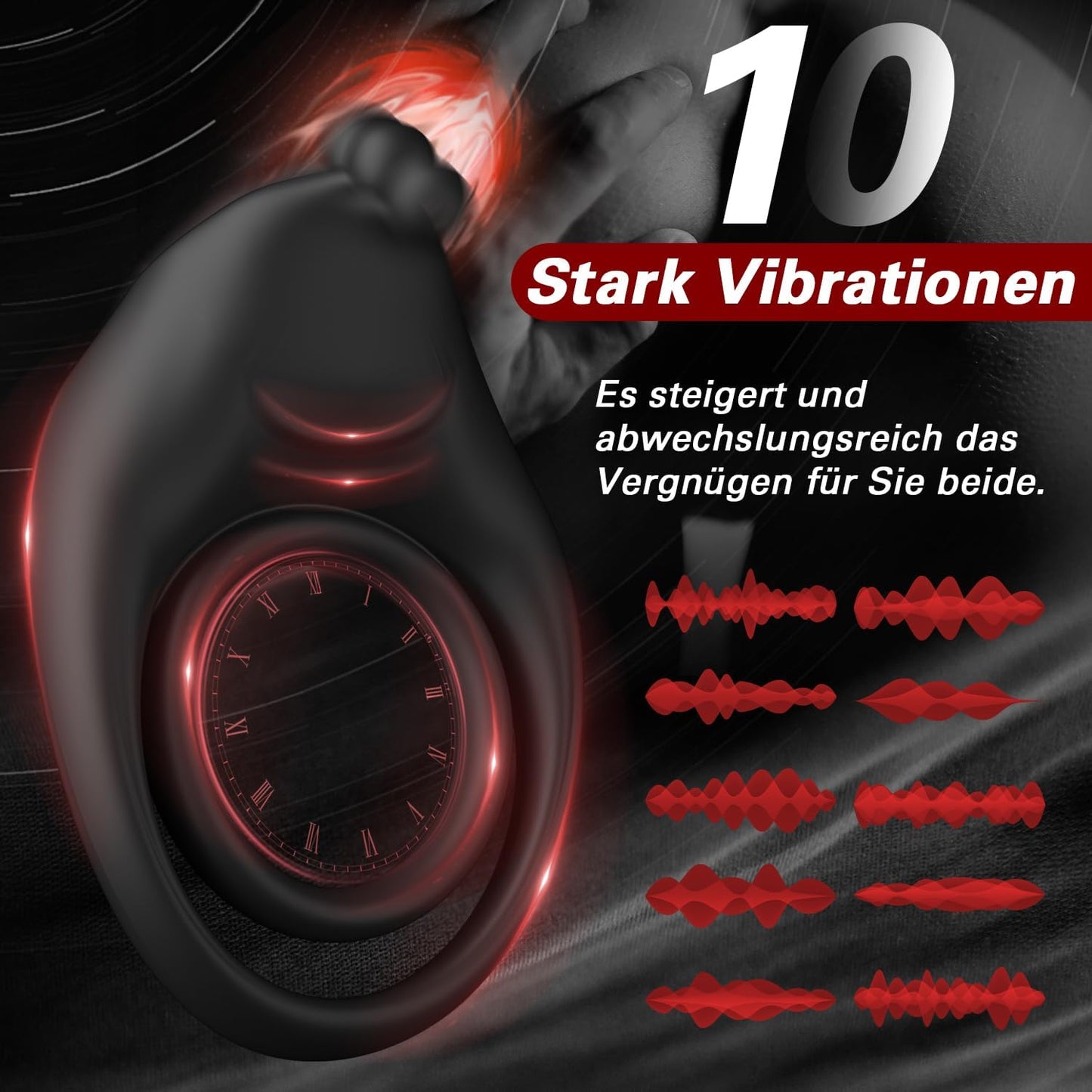 Dual Penisringe Dehnbarer Vibratorensets Penis Stimulation mit 10 Stark Vibrationen