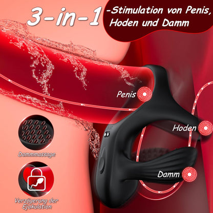 Elektrischer Hodenvibrator Massagegerät Penistrainer Cock Ring mit 9 Vibrationsmodi