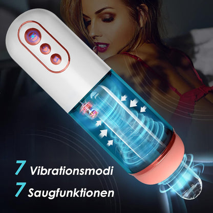 3D-realistische orale pocketpoesje elektrische masturbator met 7 zuig- en vibratiemodi 