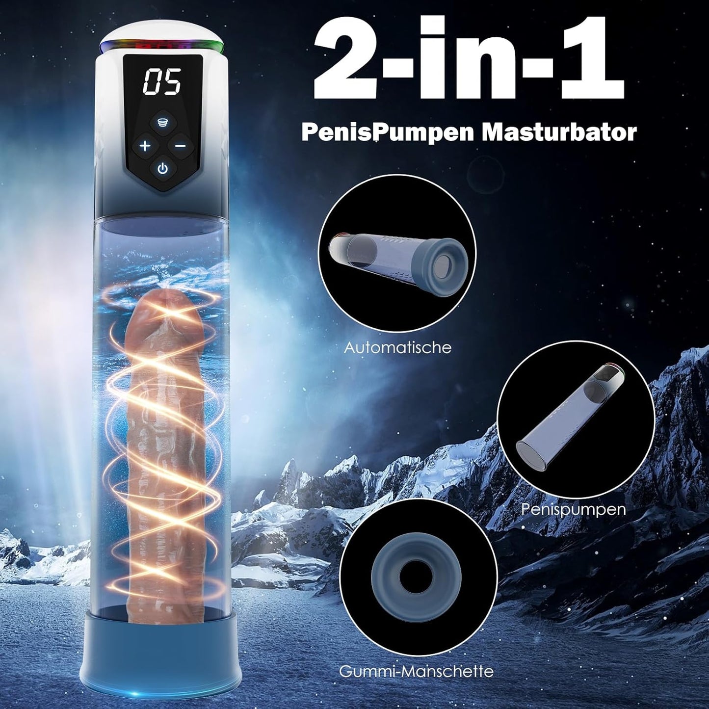 Elektrische Penispumpe Vacuum Pumpe Masturbator mit 5 Saugmodi