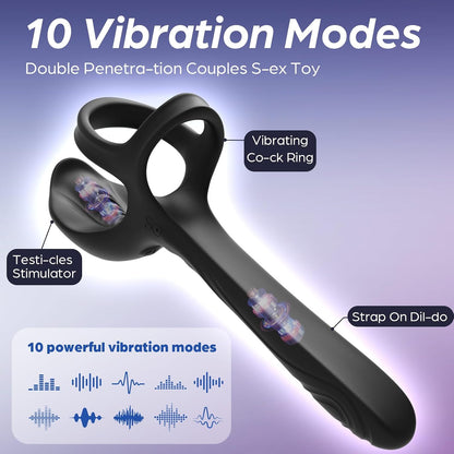 Hodenmassagegerät Penistrainer Vibrator Cockring Analspielzeug mit 2 Motoren & 10 Vibrationsmodi