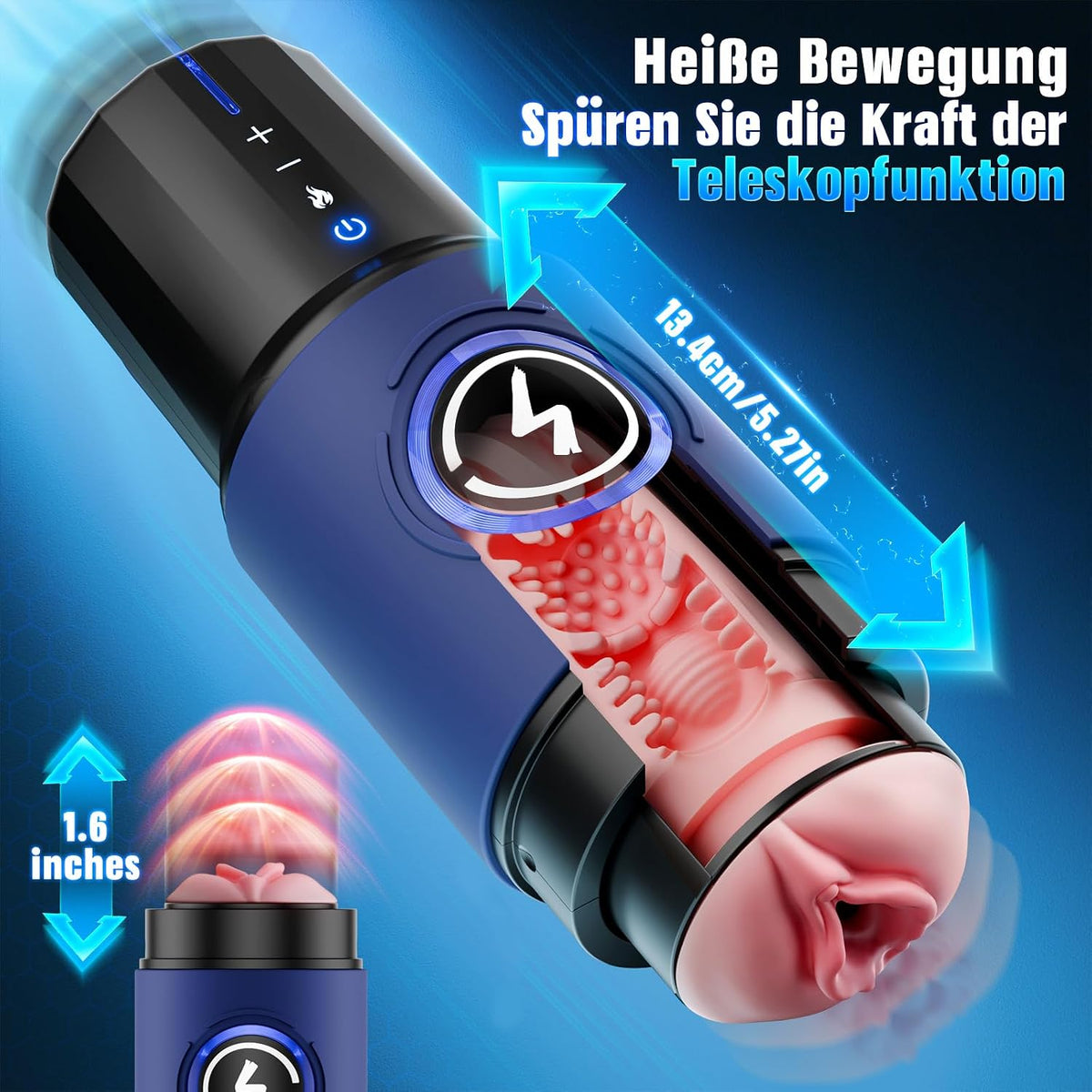 KI-Interaktion 360° Schnellheiz Masturbatoren Penis Stroker Blowjob mit 5 Stufiges schnelles