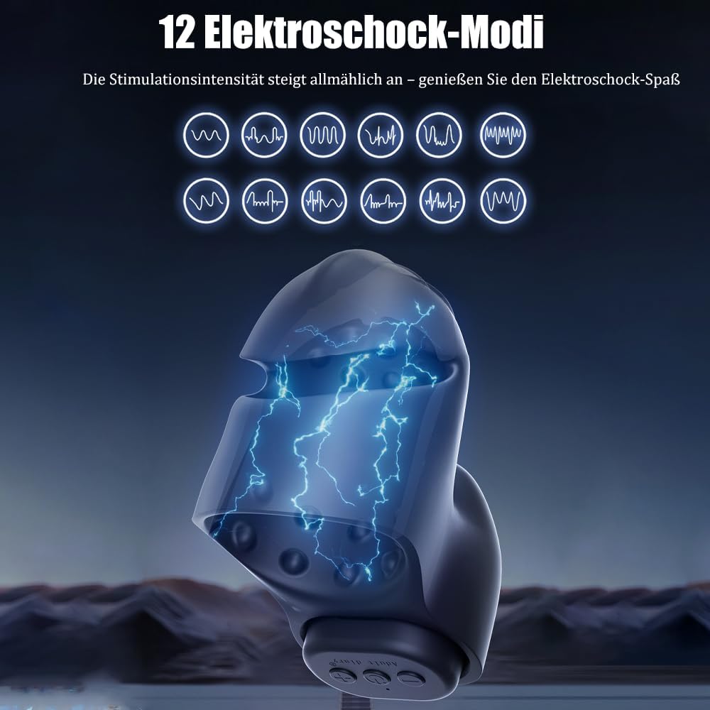 Elektrostimulation Masturbieren Penis Trainer mit 12 Elektroschocker Modi und 20 Intensität