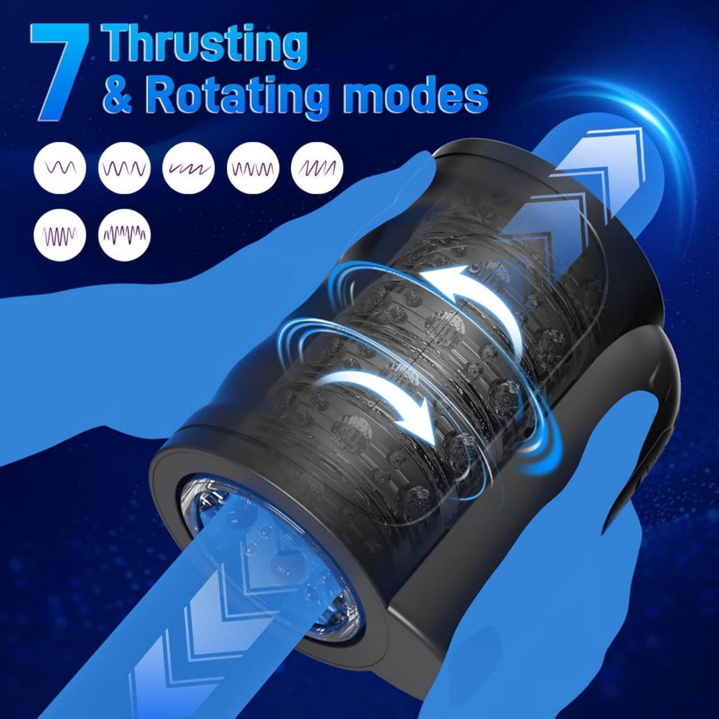Elektrische Penistrainer Eichel Stimulator Masturbatoren mit 7 Teleskopische & Rotationsmodi
