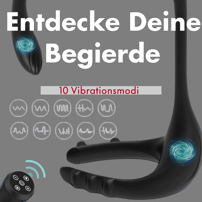 10 frequenties anale plug en perineumstimulator 3 in 1 verstelbare cockring 