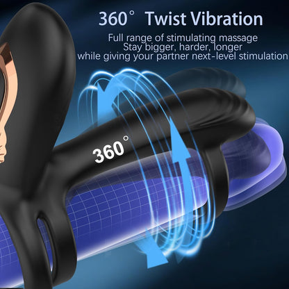 360° Drehbarer Penis Stimulator Vibrator Hüllenverlängerung mit 10 Modi