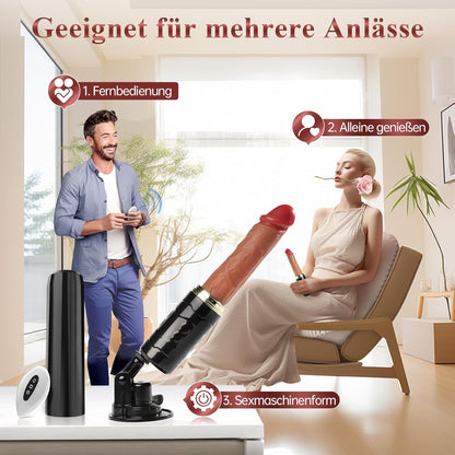 2 in 1 Realistischer Dildos Vibrator Sexmaschine mit 5 Stoßfunktion & 7 Vibration