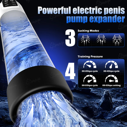 Elektrische Penis-Wasserpumpe Erektionsverlängerung mit 4 Trainings & 3 Saugmodi