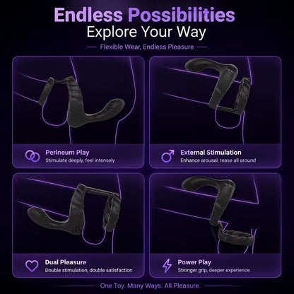 3 IN 1 Cock Ring Penisrainer Vibrator Hoden Stimulator Dammstimulationmit 10 Vibrationsmodi
