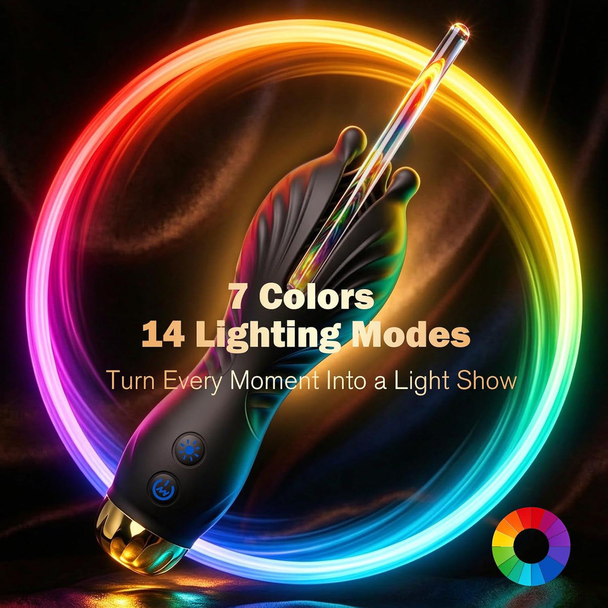 Abnehmbarer Harnröhren Trainer Penisvibrator Stimulator mit 7 LED-Farben & 14 Beleuchtungs & 10 Vibrationsmodi