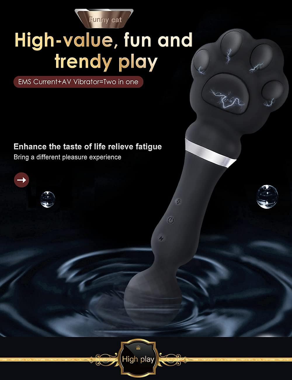 Katzenkrallen Fleischbällchen E-stim Vibrator mit 10 Vibration & Puls-Elektroschock