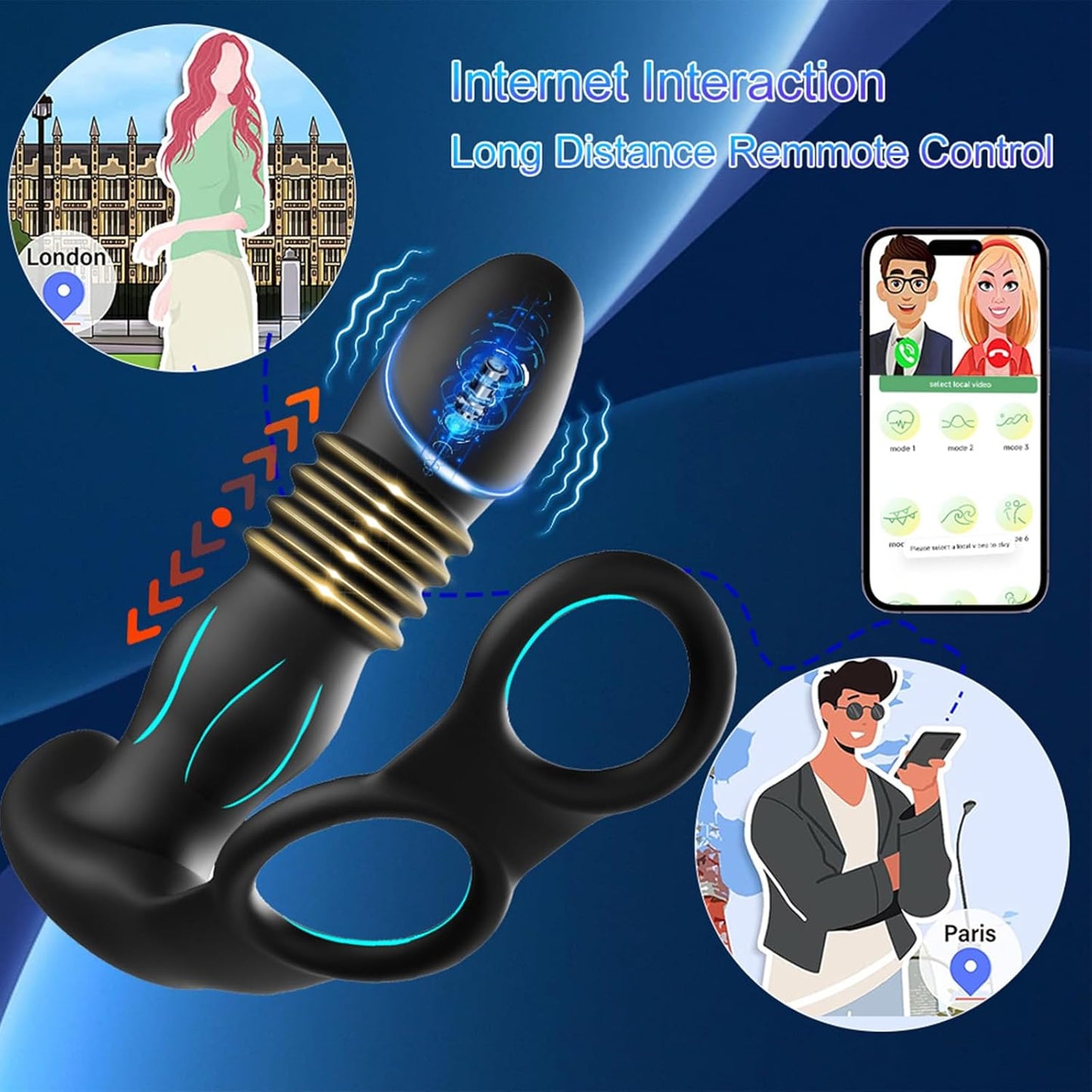 Analvibratoren Butt Plug Prostata Massager Penisring mit 10 Vibrationsmodi