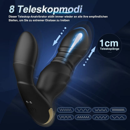 Stuwkracht anale vibrator prostaatstimulator met 8 vibratiemodi 8 telescopische modi 