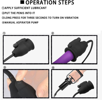 Manuelle Vakuumpumpe Eichel Vibration Penis-Stimulator mit 10 Vibrationsmodi