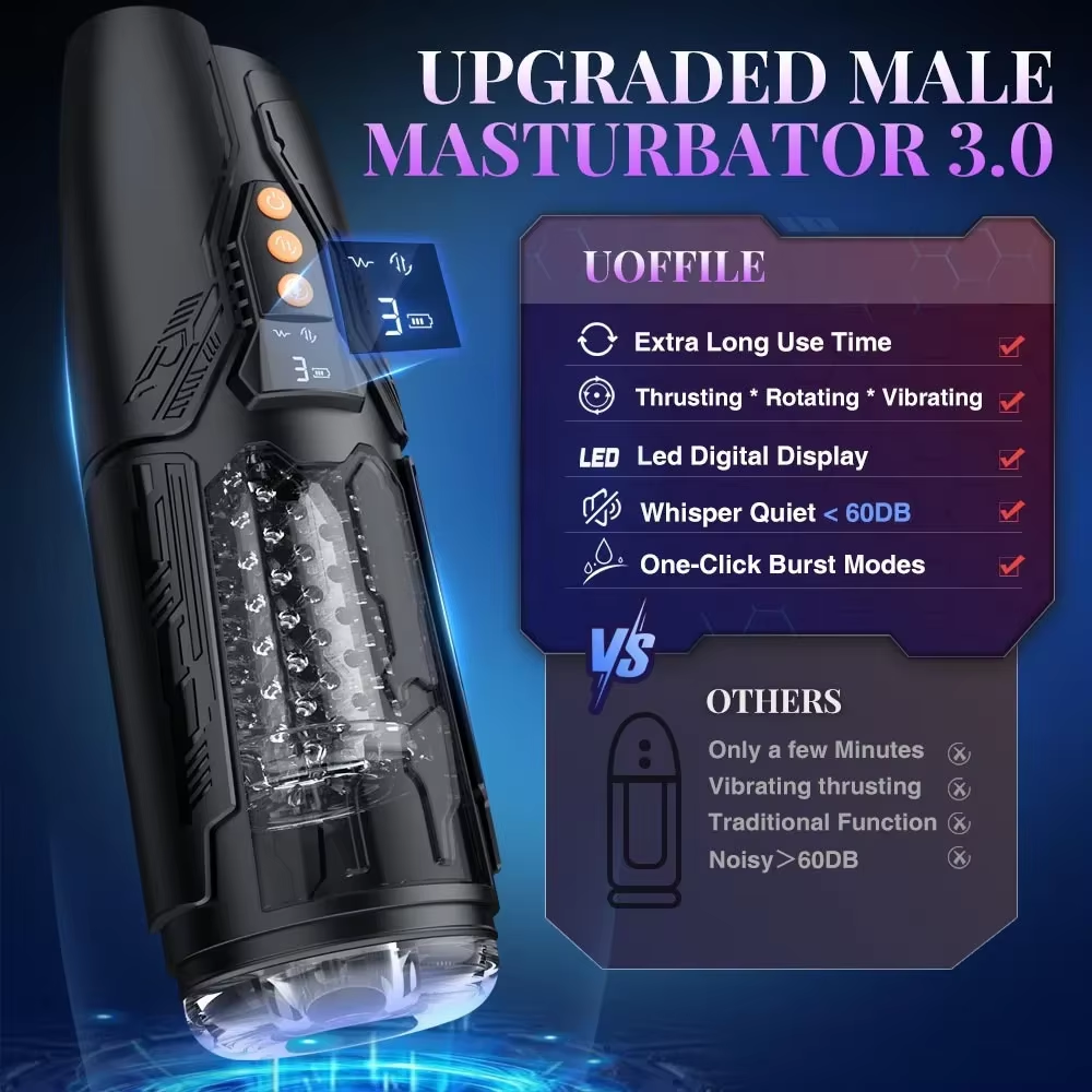 Realistischer Masturbatoren Penis Stroker Blowjob mit 7 Schub & Rotations & Vibrationsmodi