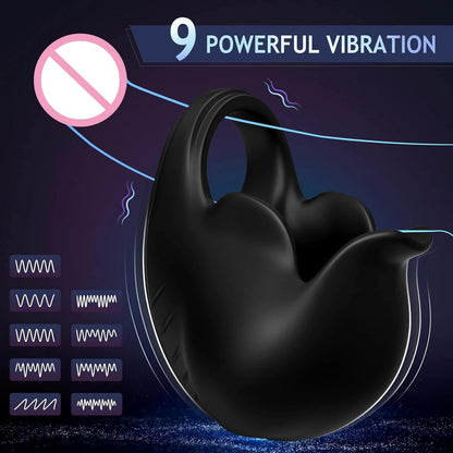 2 in 1 Vibrierender Penisring Penismassagegerät mit 9 Vibrationsmodi