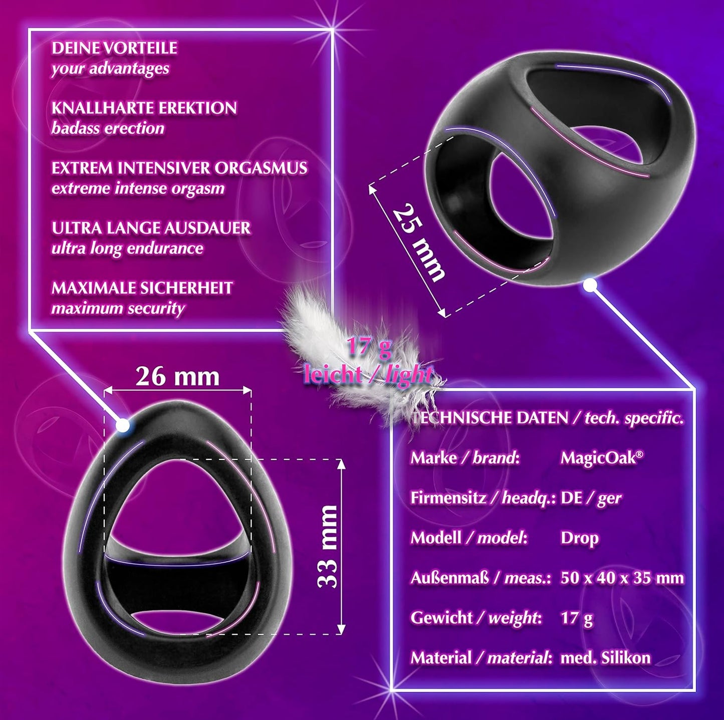 Dual Penis-Ring 2in1 Cock Hoden Ring Erektionshilfe für Männer