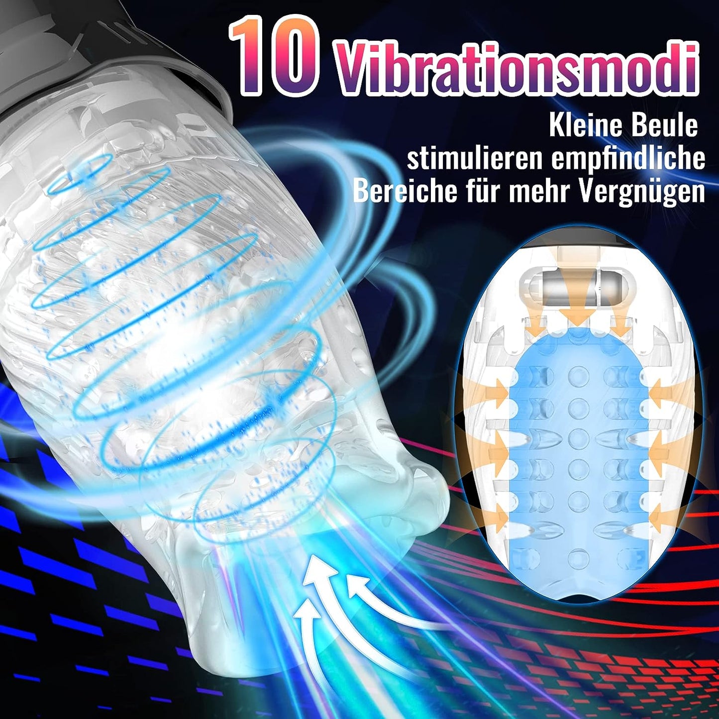 5 rotation modes 10 vibration modes 3D transparent masturbators oral penis trainer 