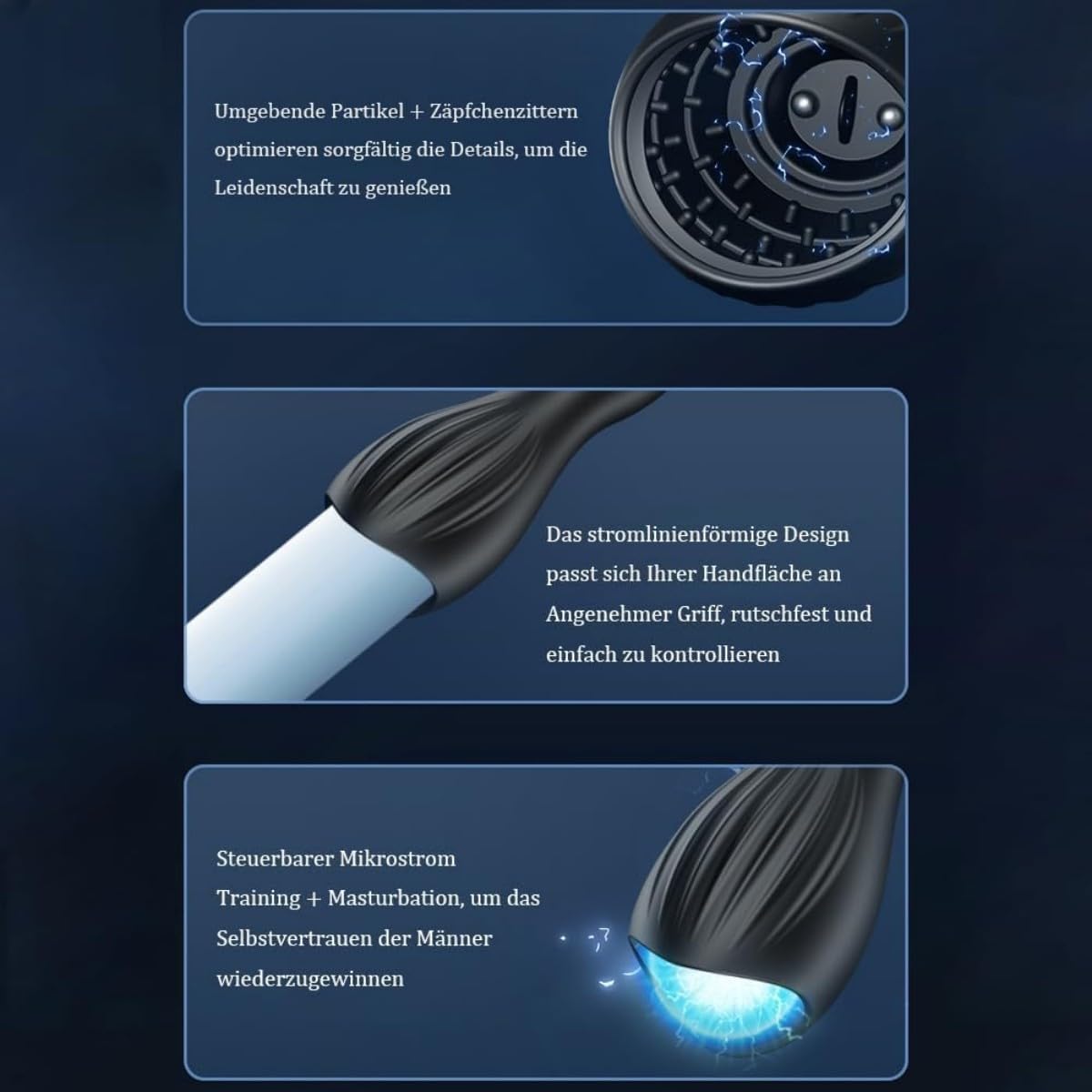 E-stim Penistrainer Eichel Vibrator Stimulator mit 10 Vibrationsmodi & 10 Elektroschocks