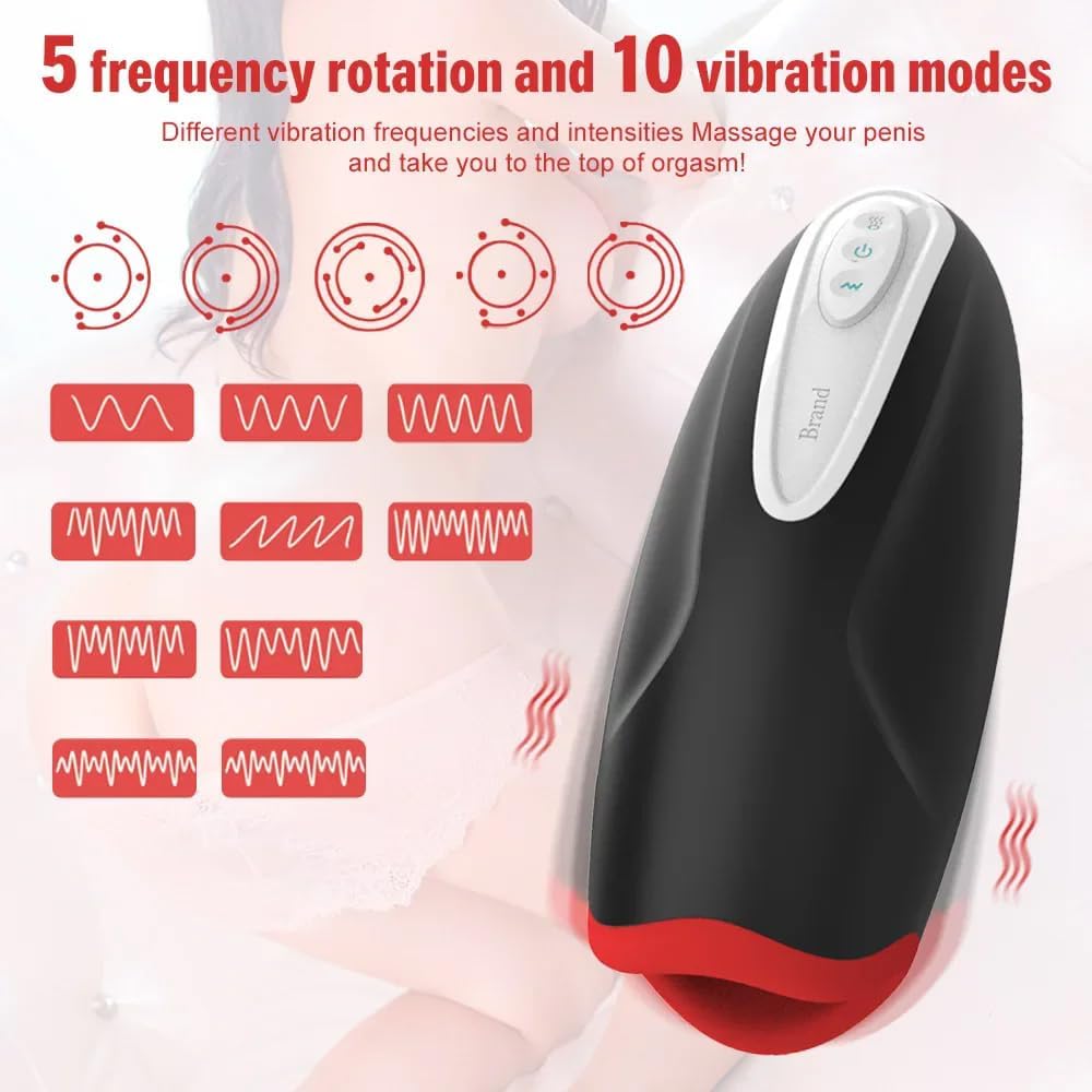 Elektrisch Masturbator Stroker Blowjob mit 10 Vibrationsmodi & Ein-Knopf-Heizfunktion