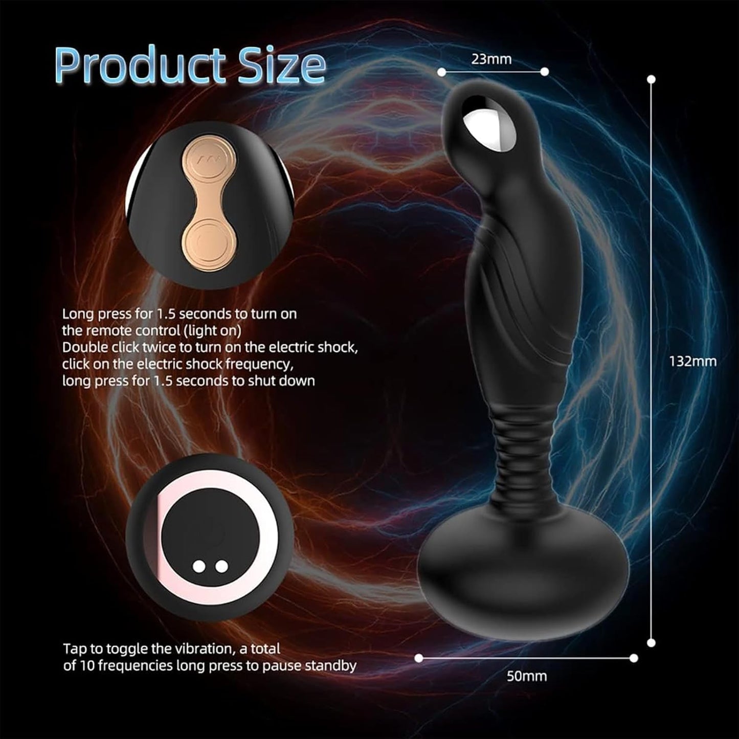 E-stim Analvibrator Prostata Stimulator mit 10 vibrationsmodi & 3 Stromschlag