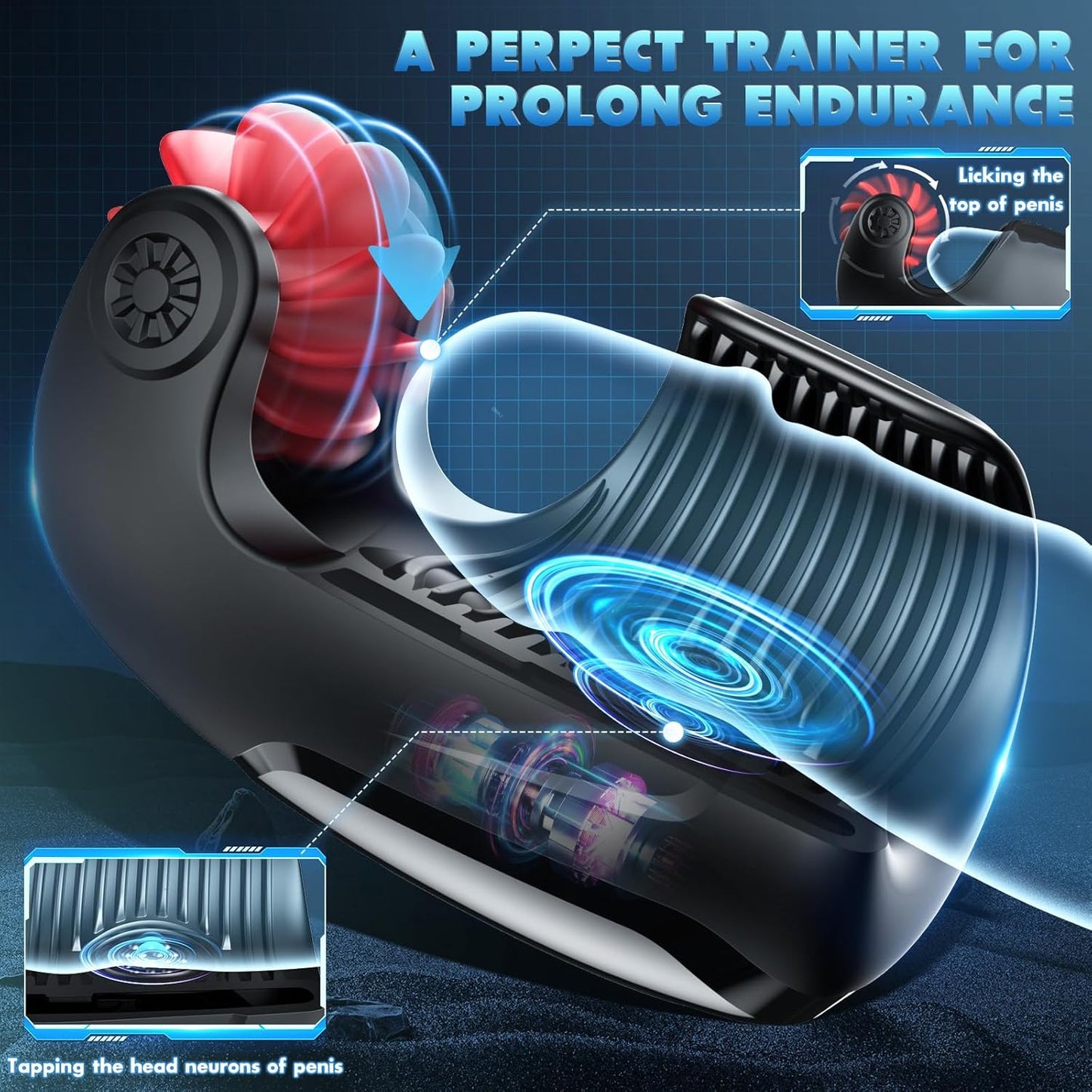 Elektrische Masturbatoren Penis-Trainer Penisringe mit 10 Vibrationsmodi