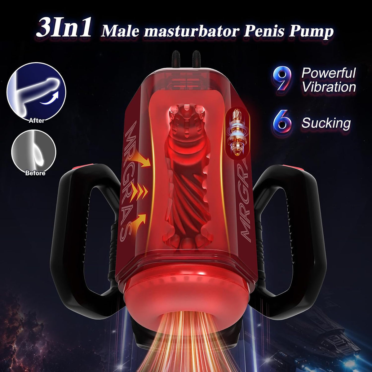 AI-Syn Automatisch Masturbator Stroker Blowjob mit 9 Stoß & 6 Saug & Vibrationsfunktionen