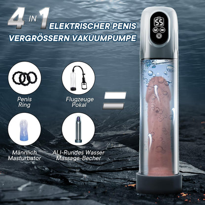 4 IN 1 Elektrische Penispumpe Taschenmuschi Masturbator mit 5 Saugstufen & 6 Trainingsmodi