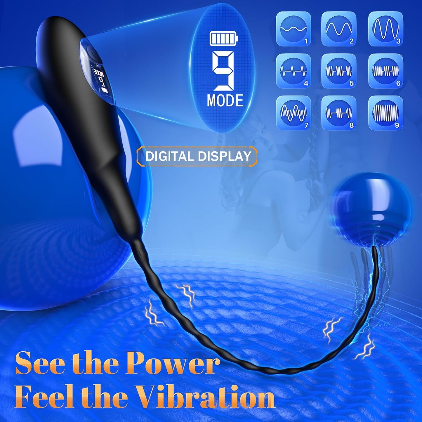 Penisplug Vibrator Harnröhrenstimulator Prostata Stimulator mit 9 Vibrationsmodi